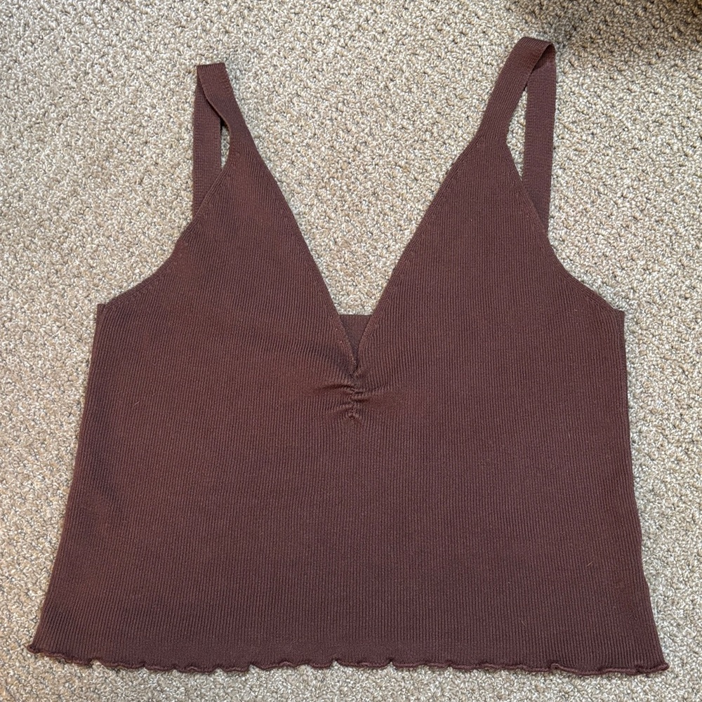 Elegant Brown Sleeveless Top